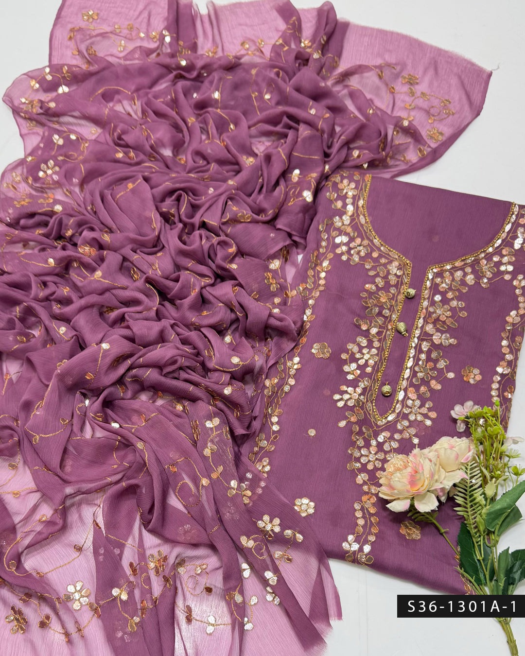 ✨ Handmade 2 PC Unstitched Crinkle Chiffon Dress Collection