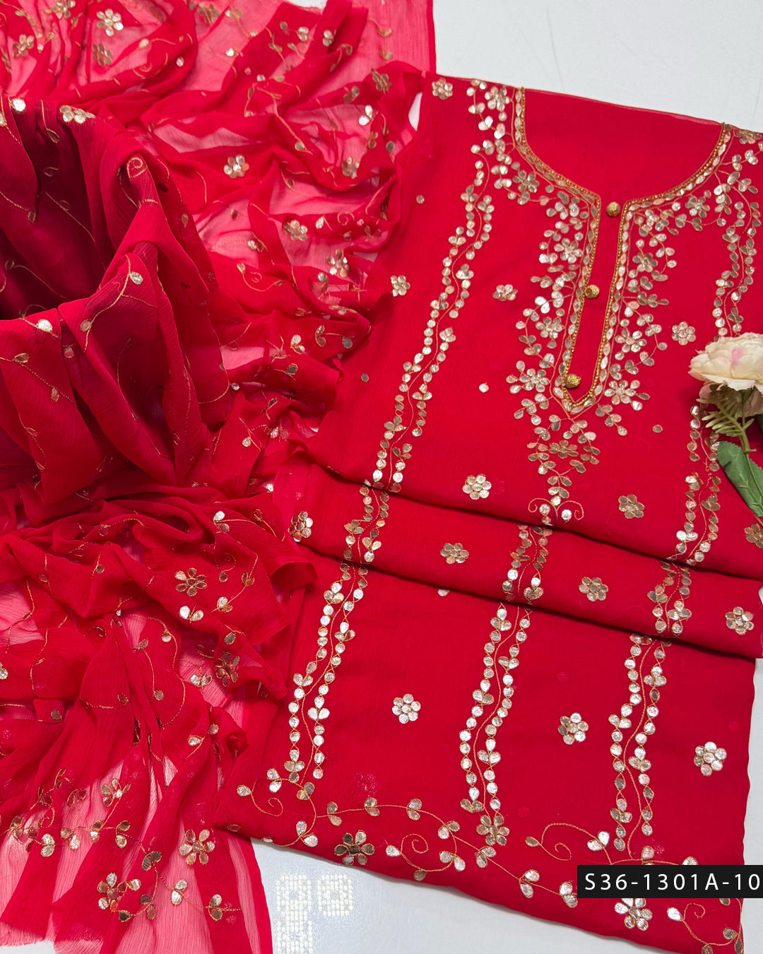 ✨ Handmade 2 PC Unstitched Crinkle Chiffon Dress Collection