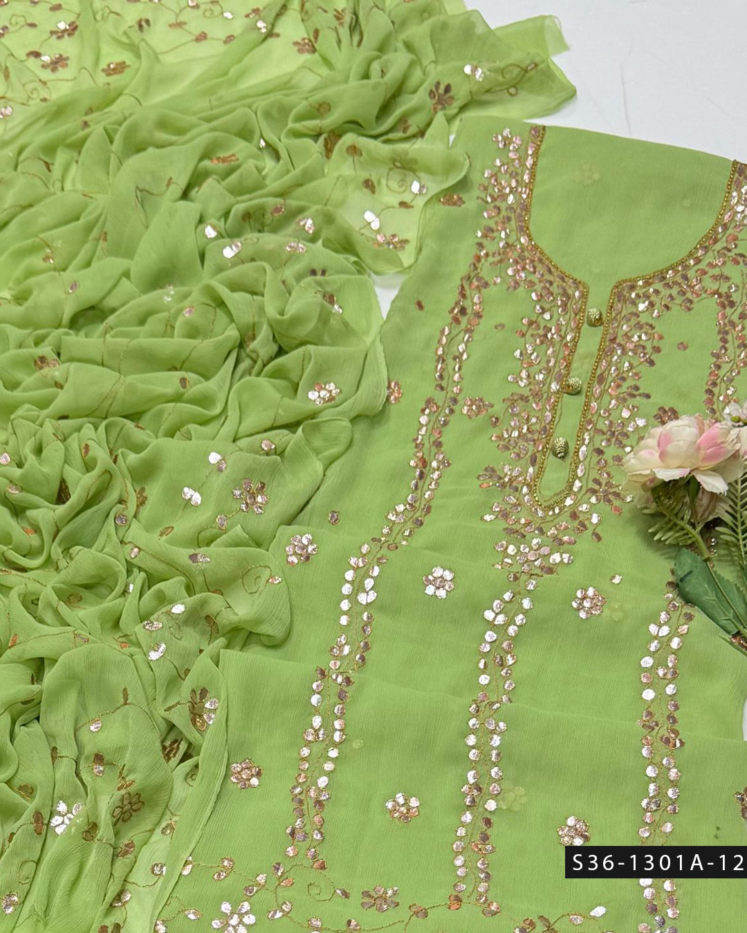 ✨ Handmade 2 PC Unstitched Crinkle Chiffon Dress Collection