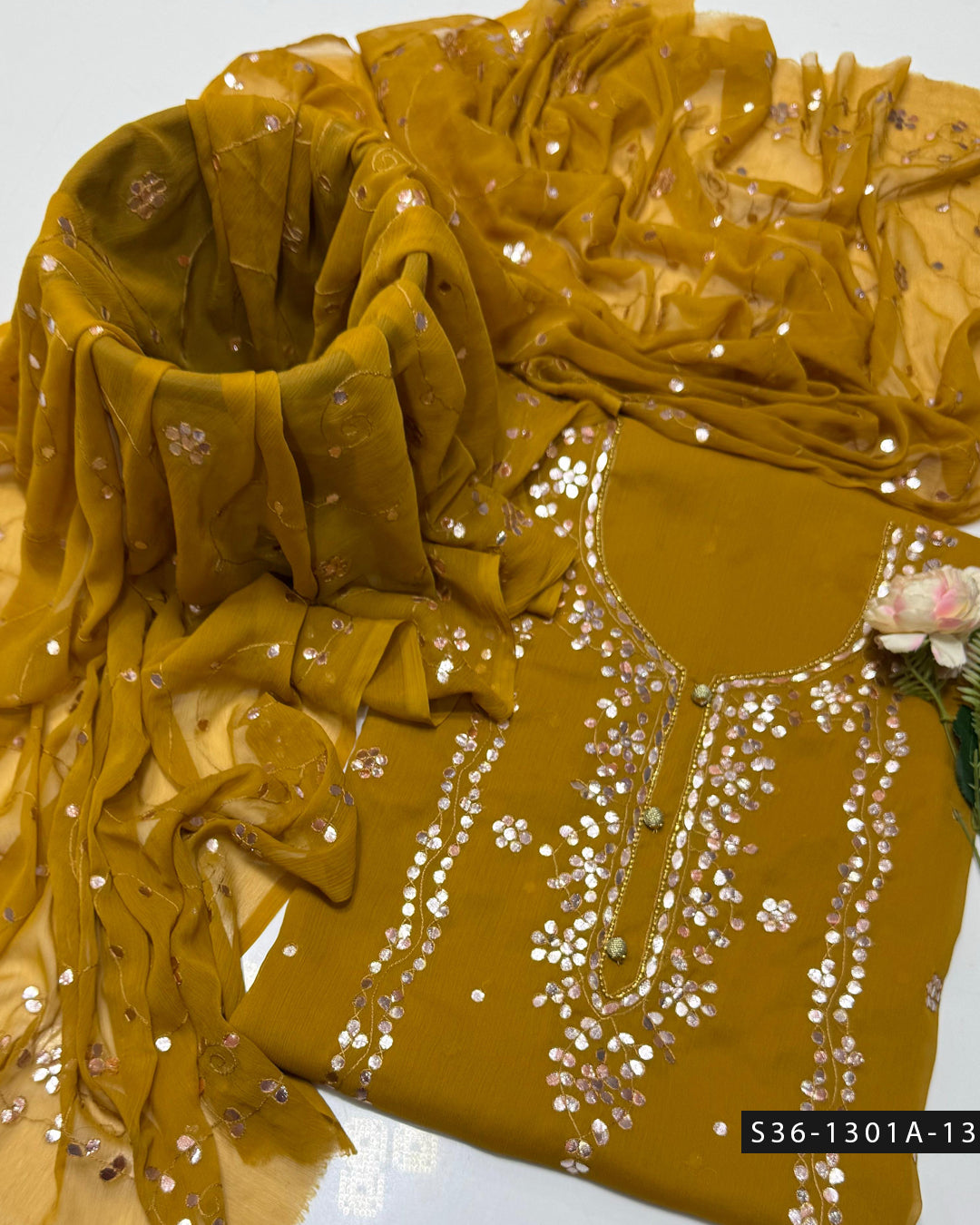 ✨ Handmade 2 PC Unstitched Crinkle Chiffon Dress Collection