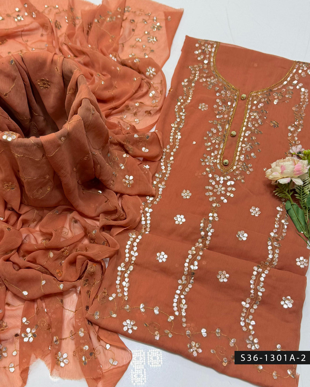 ✨ Handmade 2 PC Unstitched Crinkle Chiffon Dress Collection