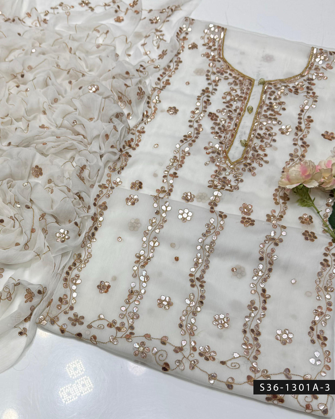 ✨ Handmade 2 PC Unstitched Crinkle Chiffon Dress Collection