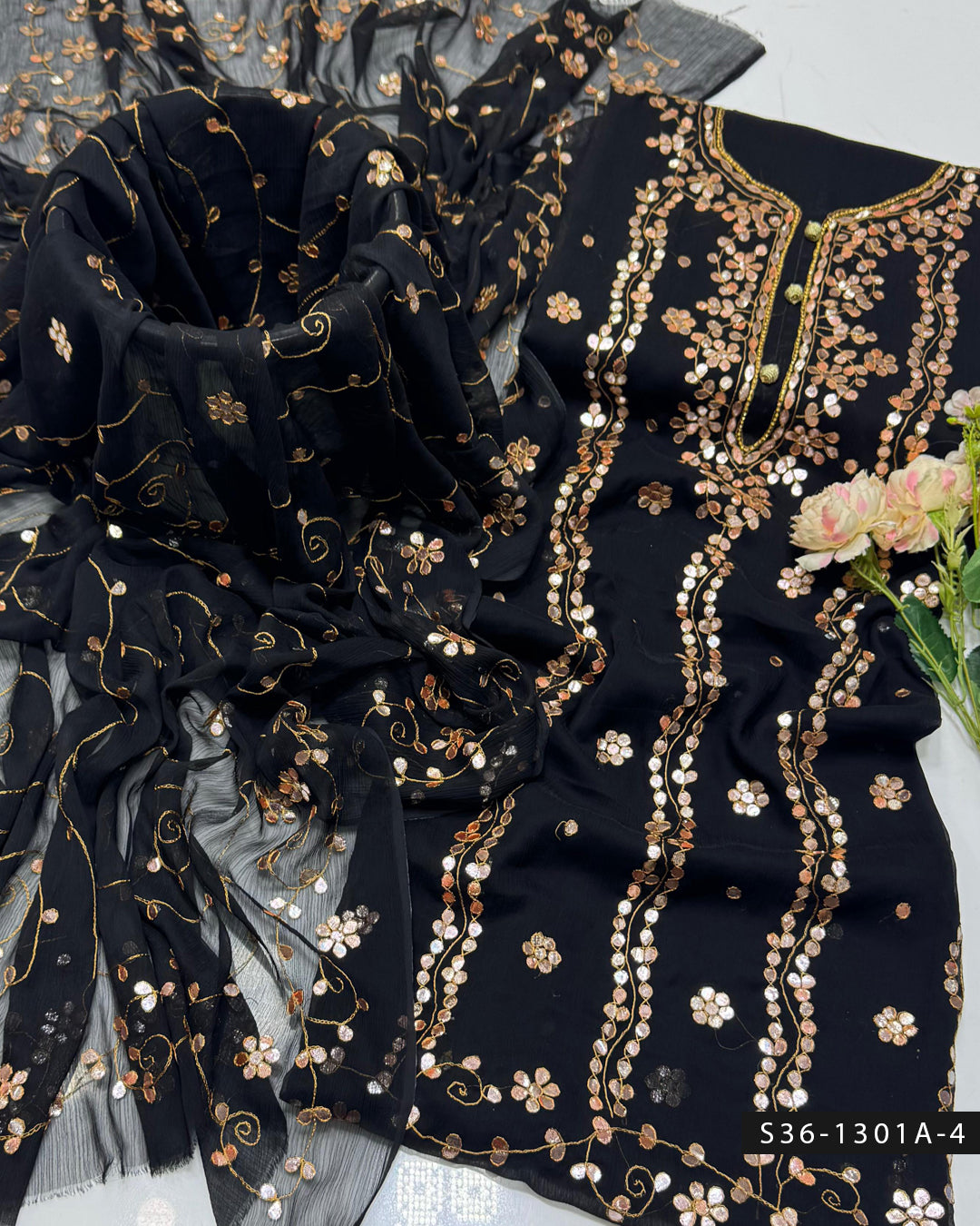 ✨ Handmade 2 PC Unstitched Crinkle Chiffon Dress Collection