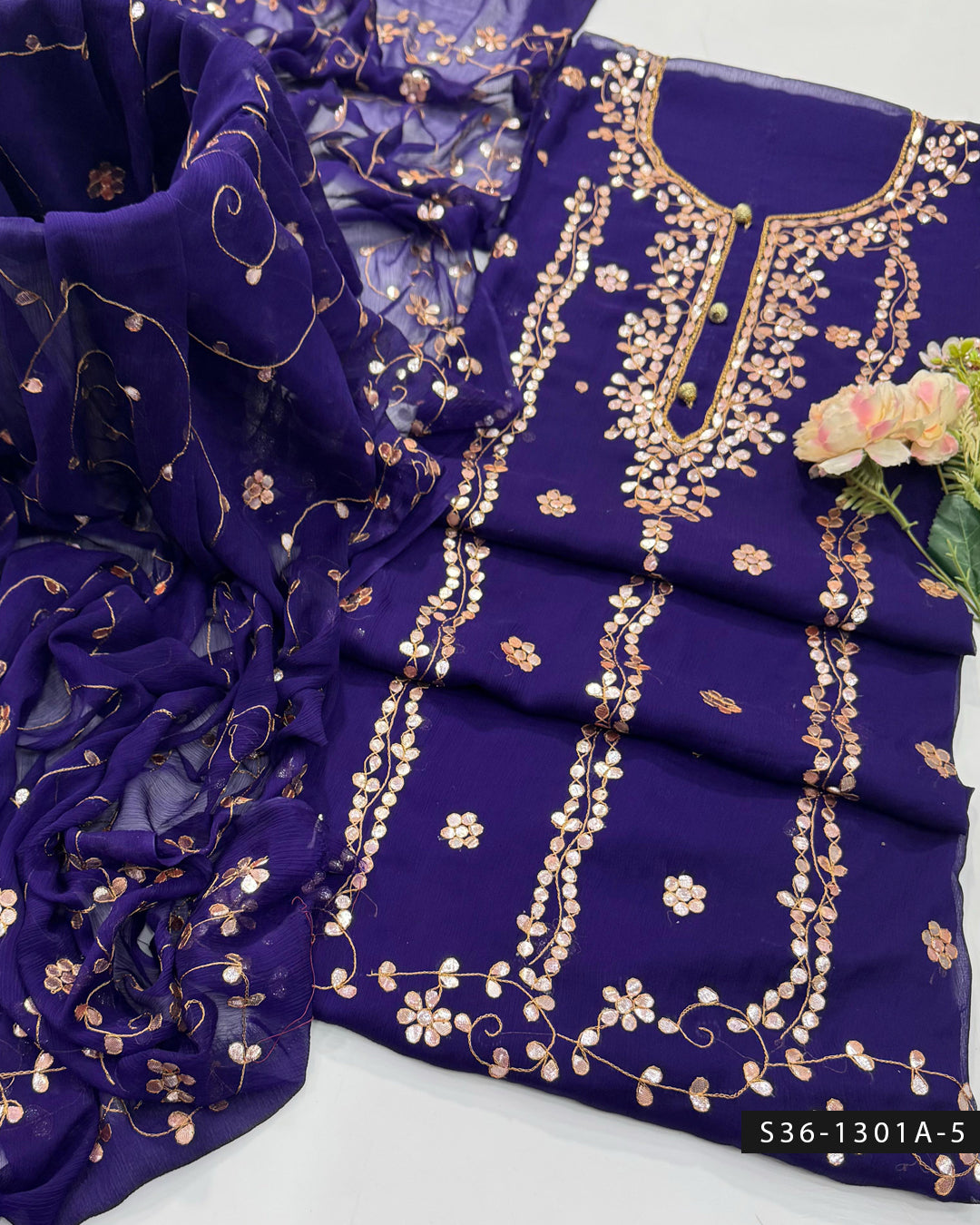 ✨ Handmade 2 PC Unstitched Crinkle Chiffon Dress Collection