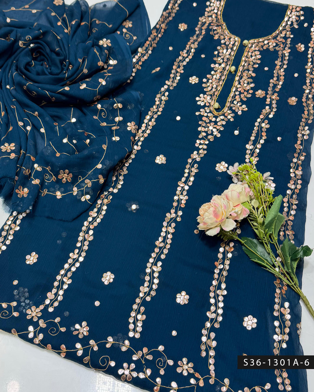 ✨ Handmade 2 PC Unstitched Crinkle Chiffon Dress Collection