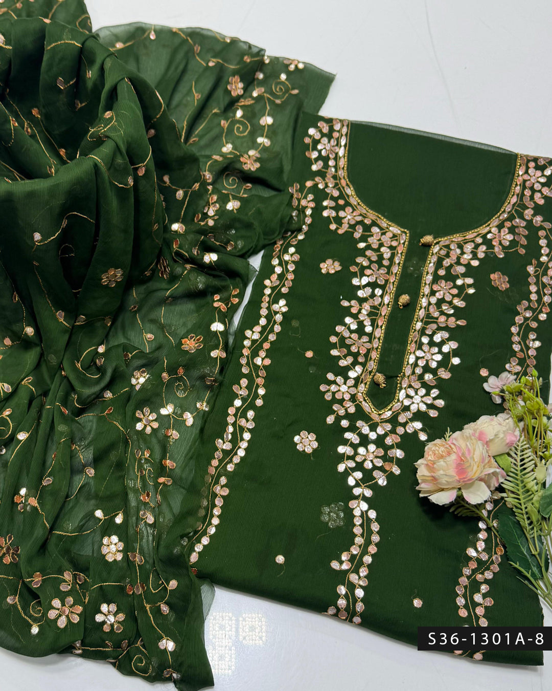 ✨ Handmade 2 PC Unstitched Crinkle Chiffon Dress Collection