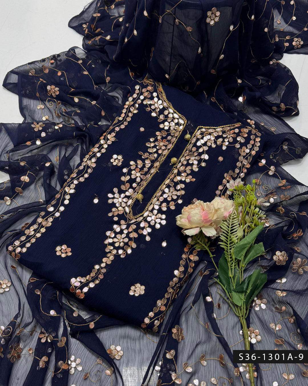 ✨ Handmade 2 PC Unstitched Crinkle Chiffon Dress Collection