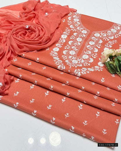 Handmade 3 PC Unstitched Soft Lawn Dress