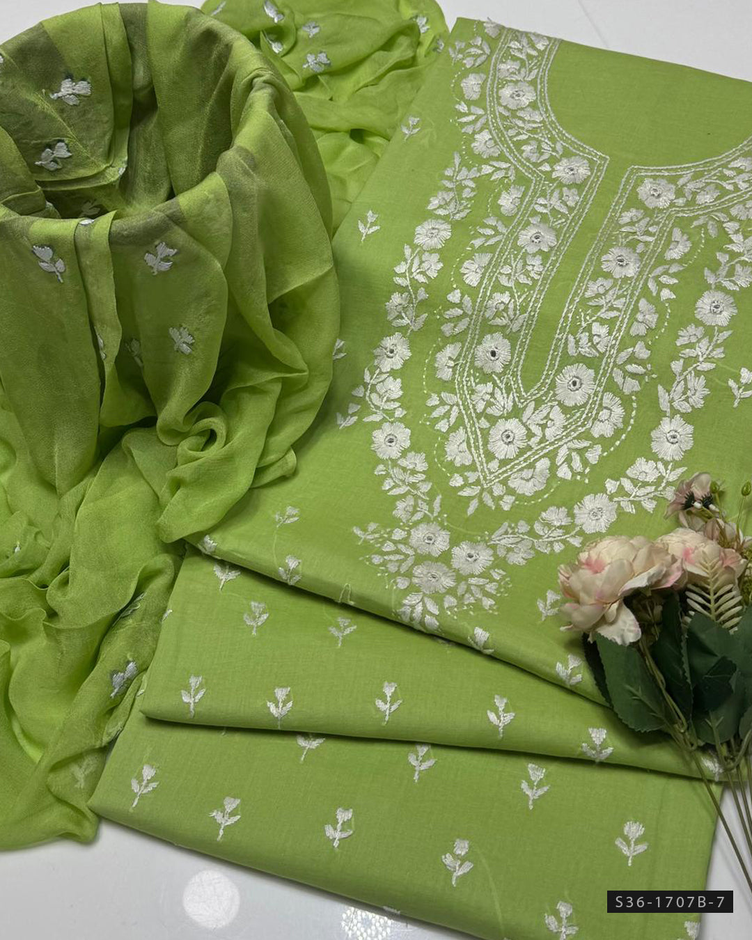 Handmade 3 PC Unstitched Soft Lawn Dress