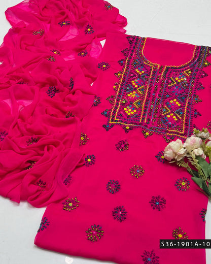 Handmade Balochi 2 PC Unstitched Chiffon Dress Collection