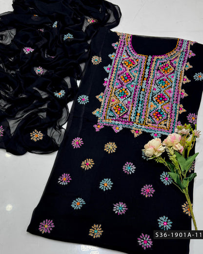Handmade Balochi 2 PC Unstitched Chiffon Dress Collection