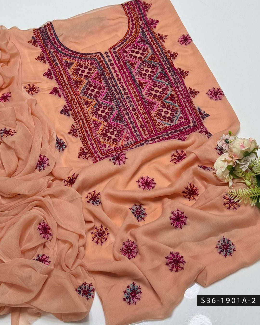Handmade Balochi 2 PC Unstitched Chiffon Dress Collection