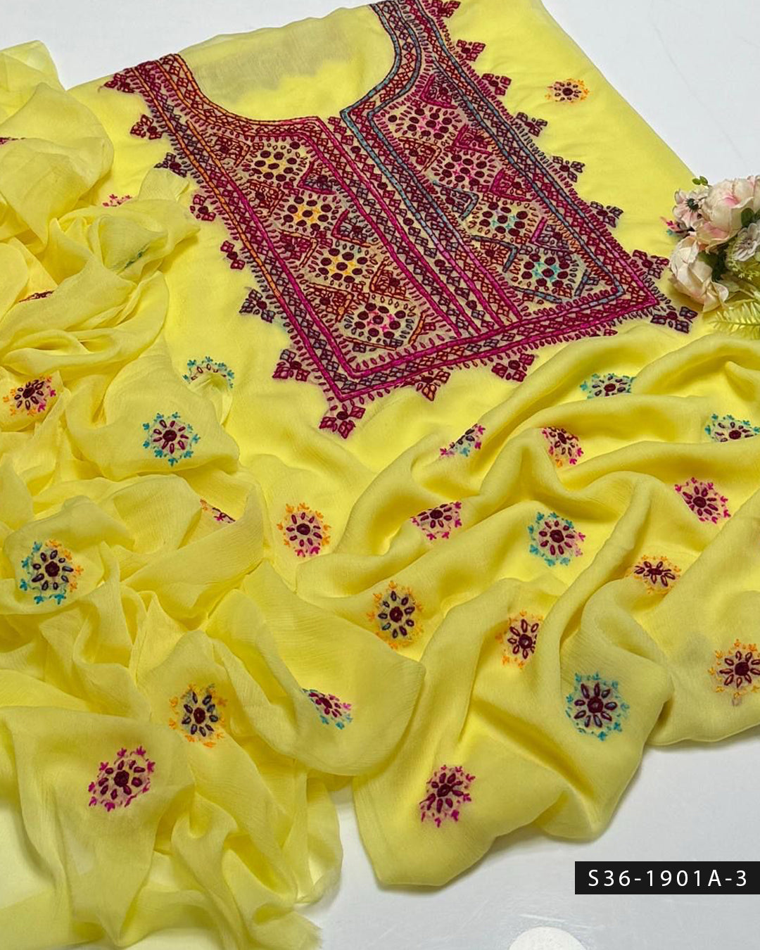 Handmade Balochi 2 PC Unstitched Chiffon Dress Collection