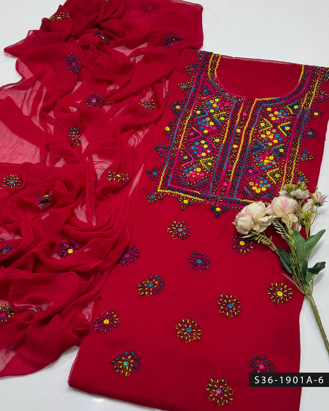 Handmade Balochi 2 PC Unstitched Chiffon Dress Collection