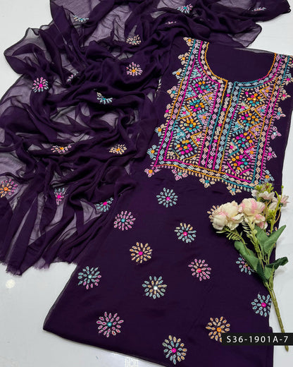 Handmade Balochi 2 PC Unstitched Chiffon Dress Collection