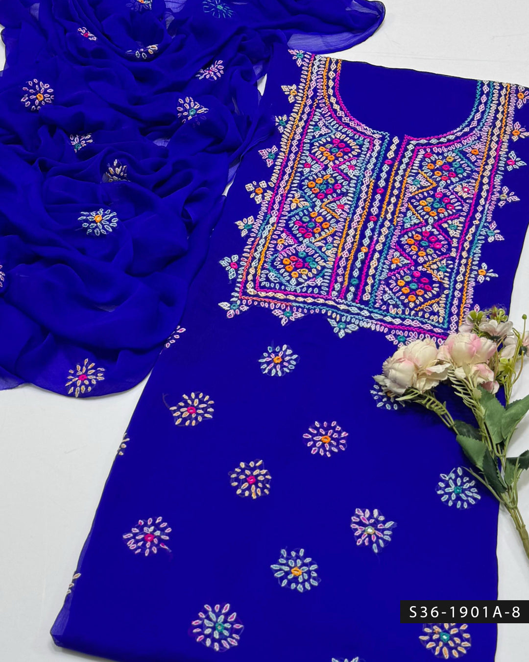Handmade Balochi 2 PC Unstitched Chiffon Dress Collection