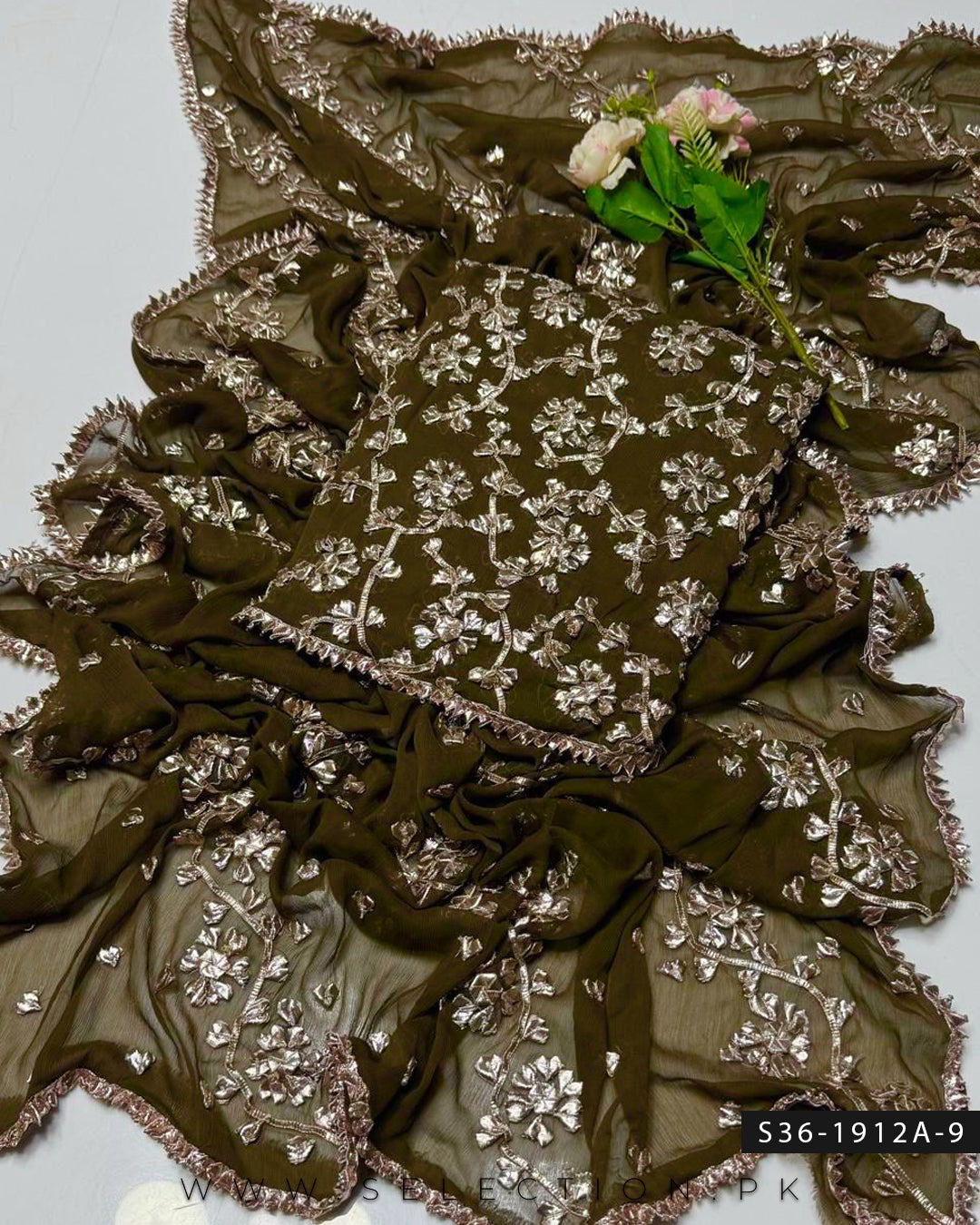 Handmade 2 PC Unstitched Crinkle Chiffon Dress Collection