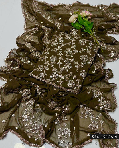 Handmade 2 PC Unstitched Crinkle Chiffon Dress Collection