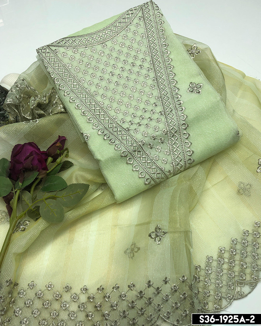 2 PC Unstitched Khadi Net Collection - S36