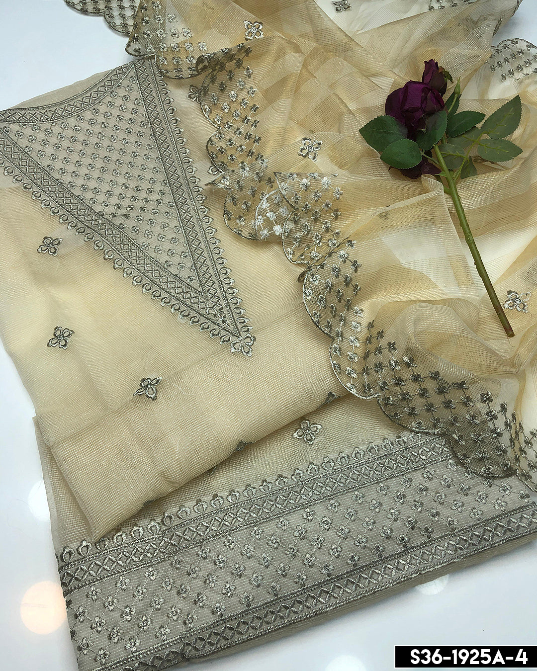 2 PC Unstitched Khadi Net Collection - S36