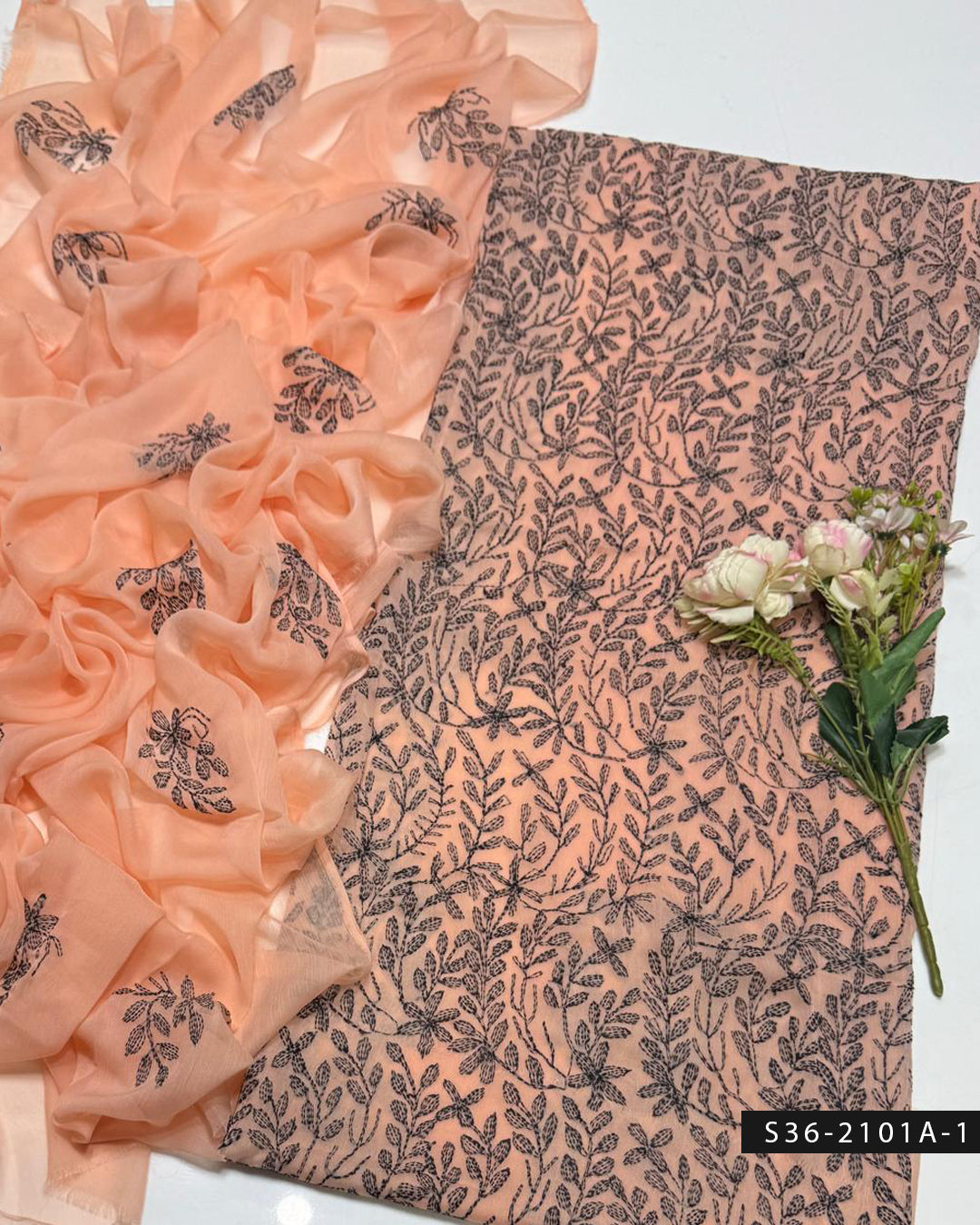 ✨ Handmade 2 PC Unstitched Crinkle Chiffon Dress