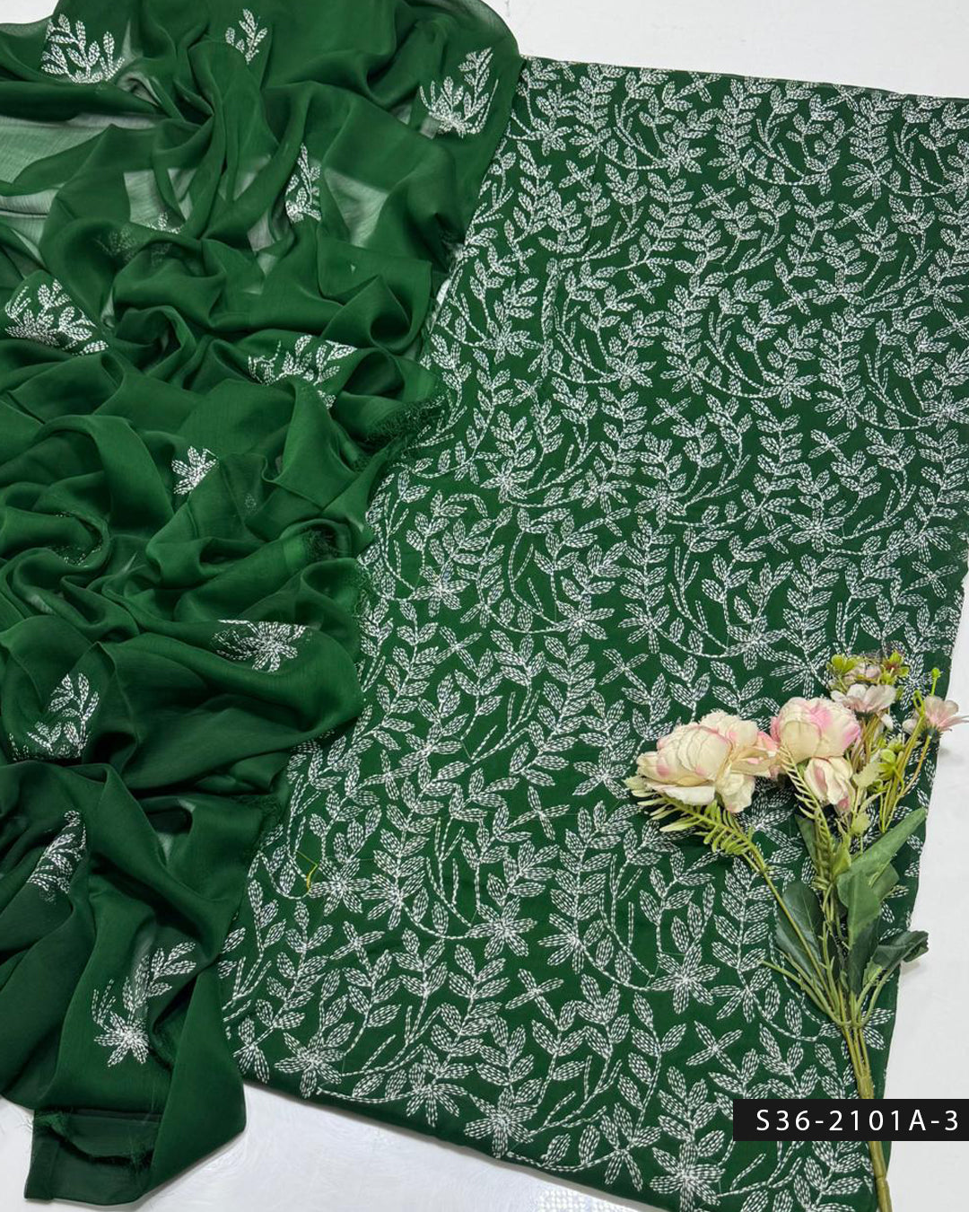 ✨ Handmade 2 PC Unstitched Crinkle Chiffon Dress