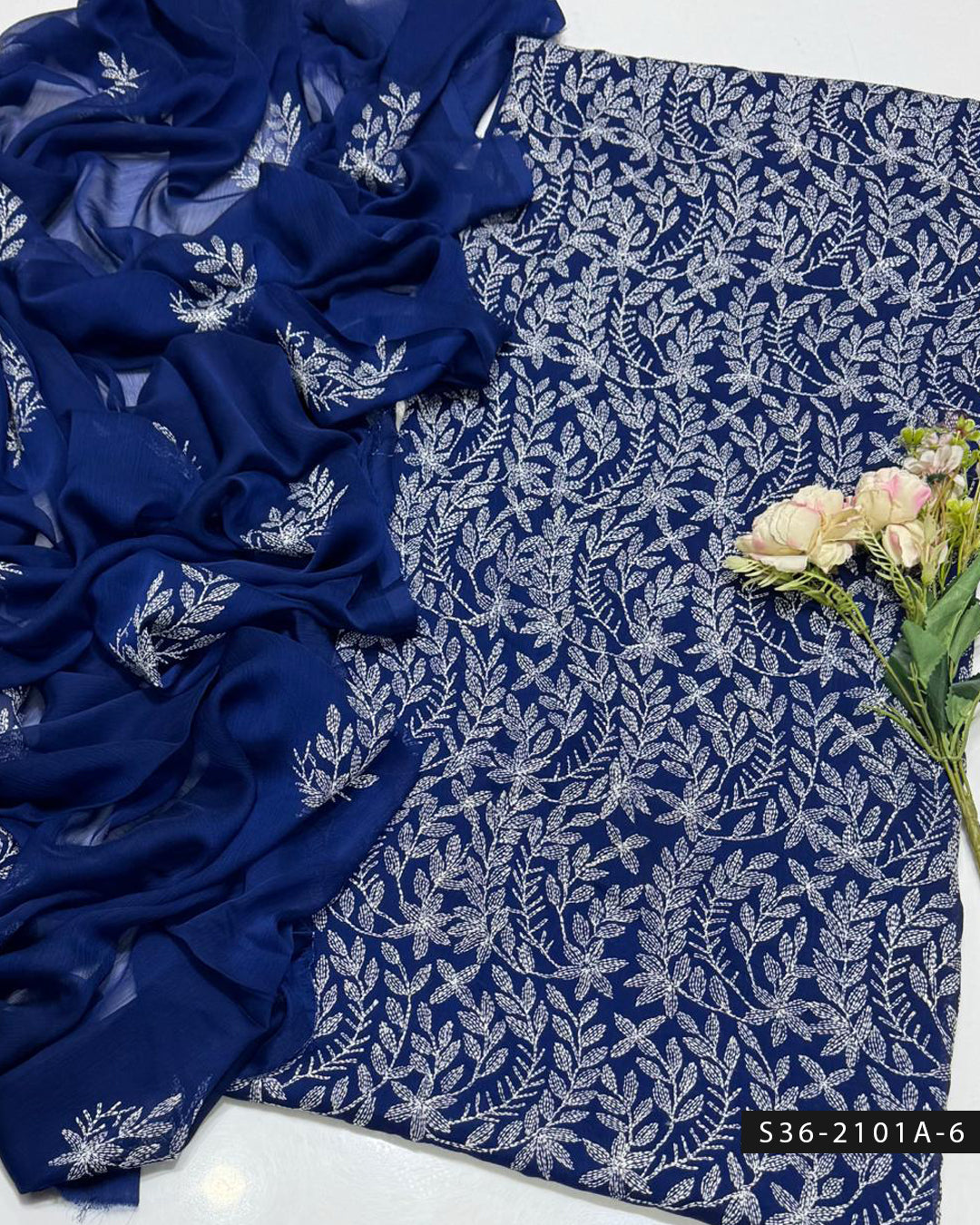 ✨ Handmade 2 PC Unstitched Crinkle Chiffon Dress