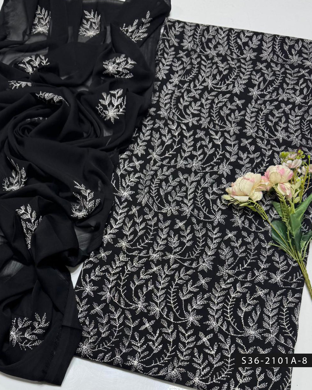 ✨ Handmade 2 PC Unstitched Crinkle Chiffon Dress