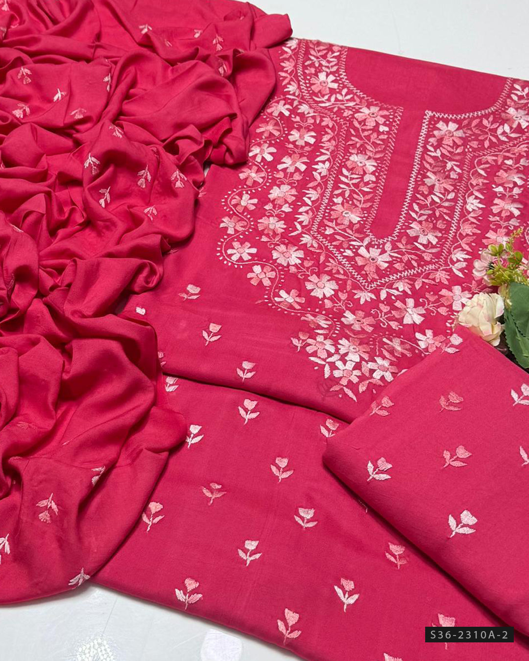 Handmade 3 PC Unstitched Linen Dress Collection