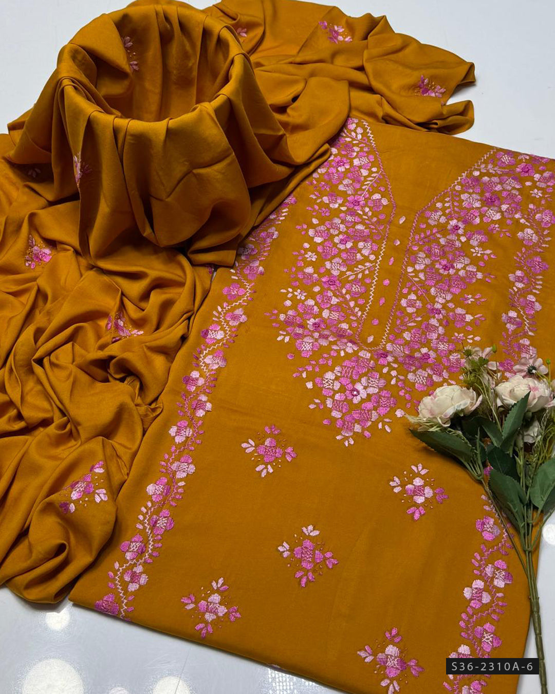 Handmade 3 PC Unstitched Linen Dress Collection