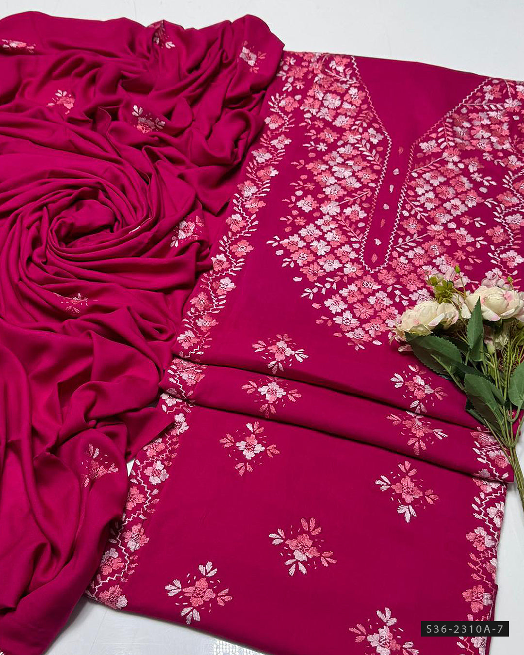 Handmade 3 PC Unstitched Linen Dress Collection