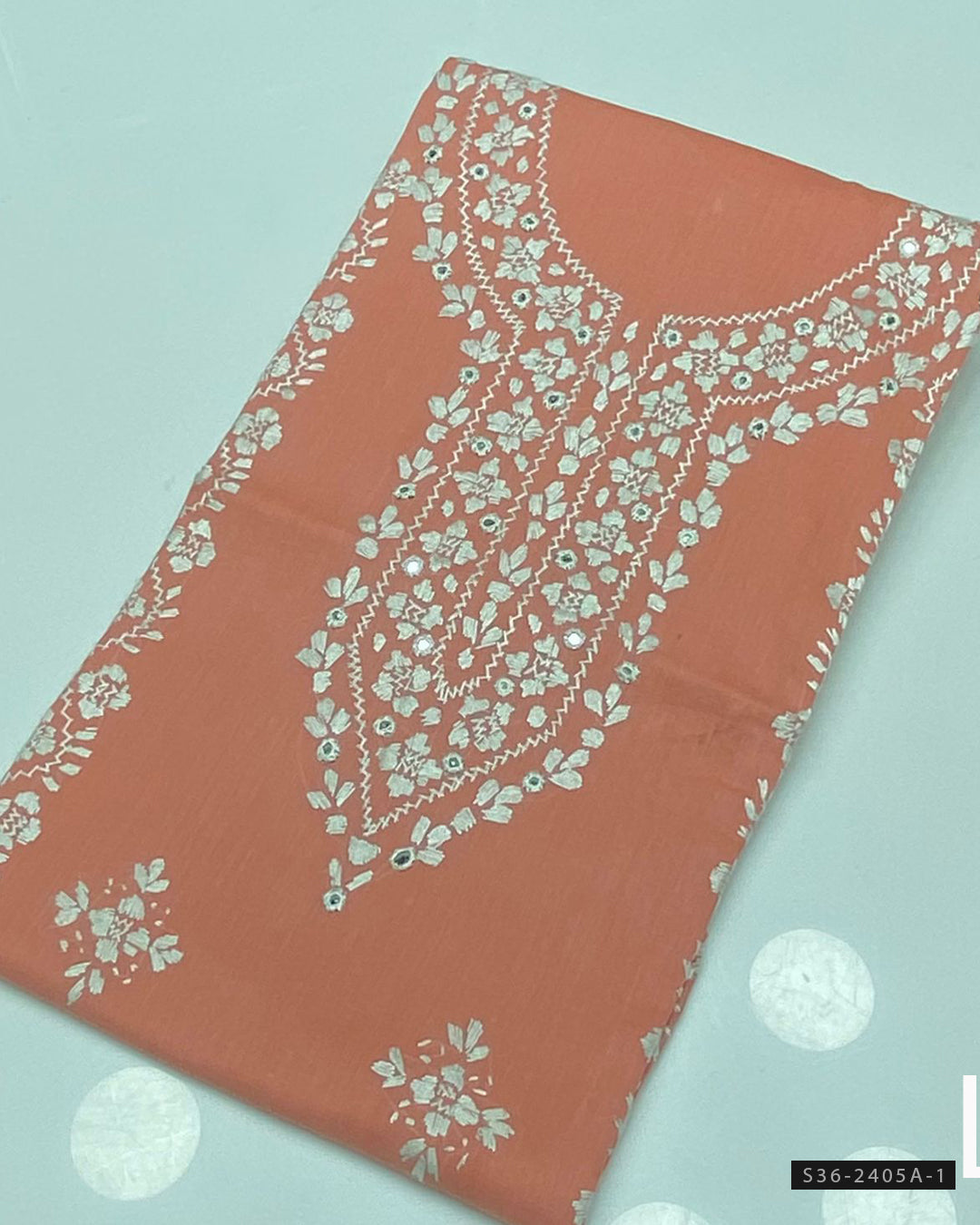 Unstitched Handmade Pakka Work Embroidery Lawn Shirt