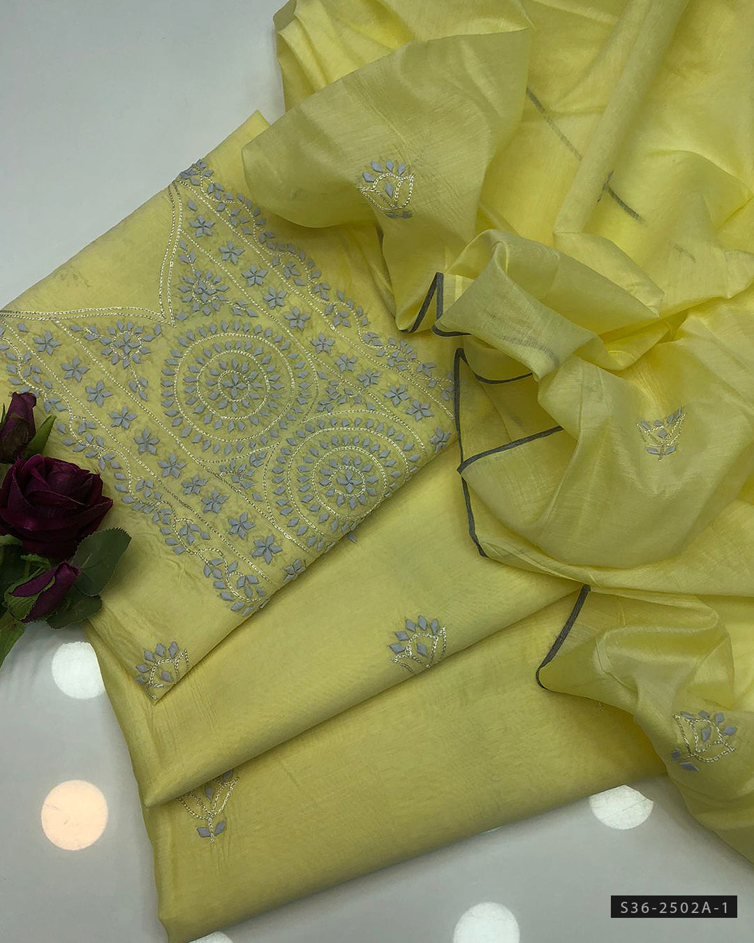 2 PC Unstitched Hand Embroidered Paper Cotton Dress Collection