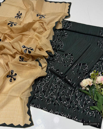 Handmade 3 PC Unstitched Khaddar Dress