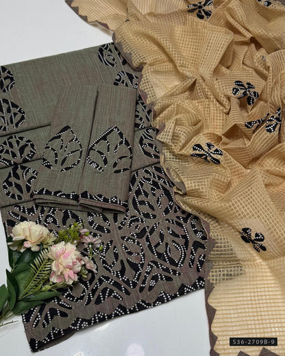 Handmade 3 PC Unstitched Khaddar Dress
