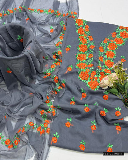 Handmade 2 PC Unstitched Crinkle Chiffon Dress