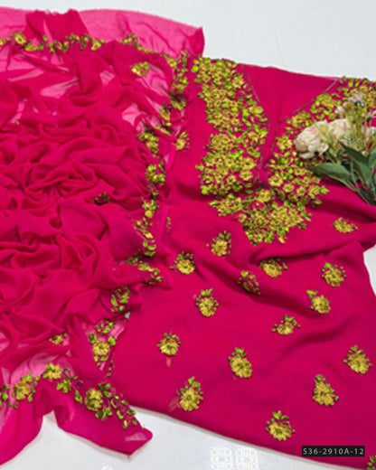 Handmade 2 PC Unstitched Crinkle Chiffon Dress