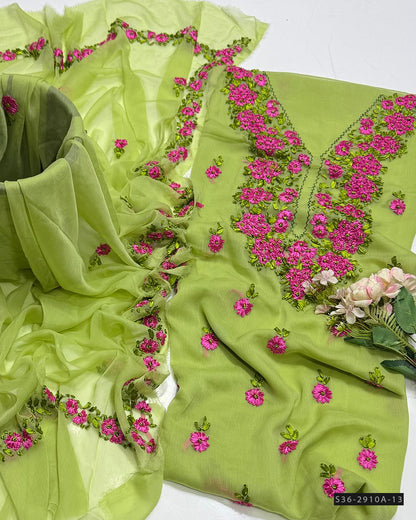 Handmade 2 PC Unstitched Crinkle Chiffon Dress