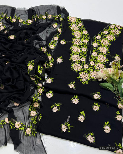 Handmade 2 PC Unstitched Crinkle Chiffon Dress