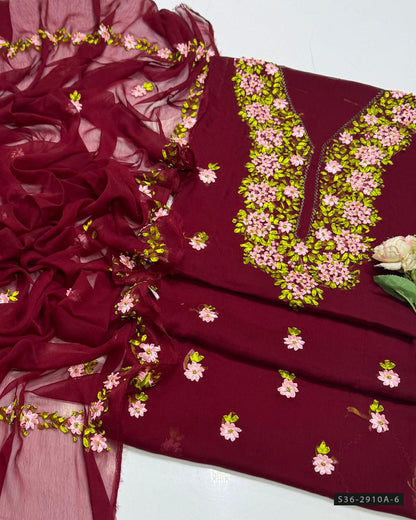 Handmade 2 PC Unstitched Crinkle Chiffon Dress