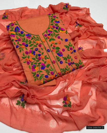 3 PC Unstitched Lawn Hand Embroidered Dress