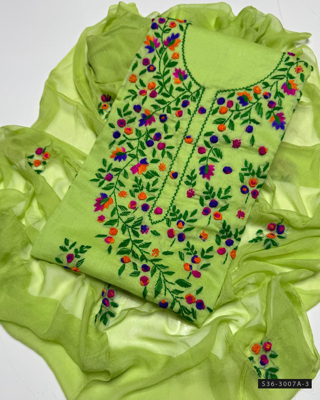 3 PC Unstitched Lawn Hand Embroidered Dress