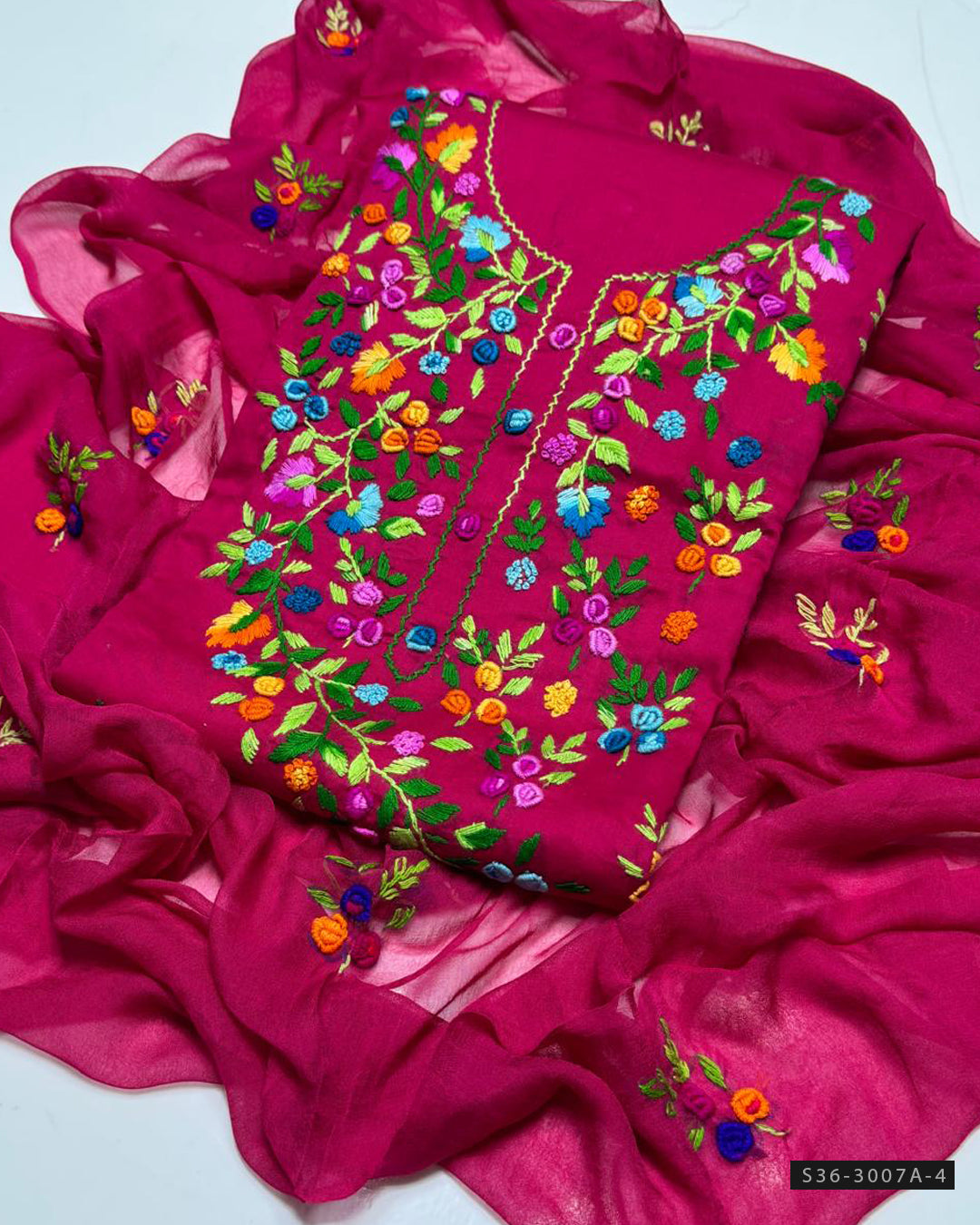 3 PC Unstitched Lawn Hand Embroidered Dress