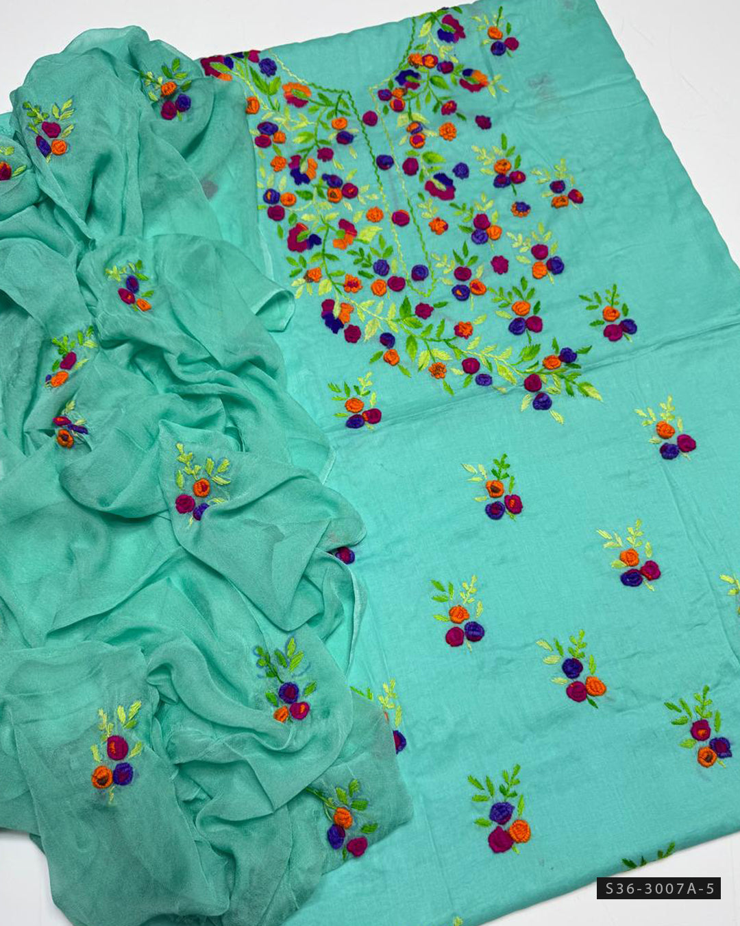 3 PC Unstitched Lawn Hand Embroidered Dress