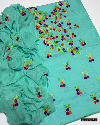 3 PC Unstitched Lawn Hand Embroidered Dress