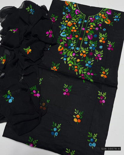 3 PC Unstitched Lawn Hand Embroidered Dress