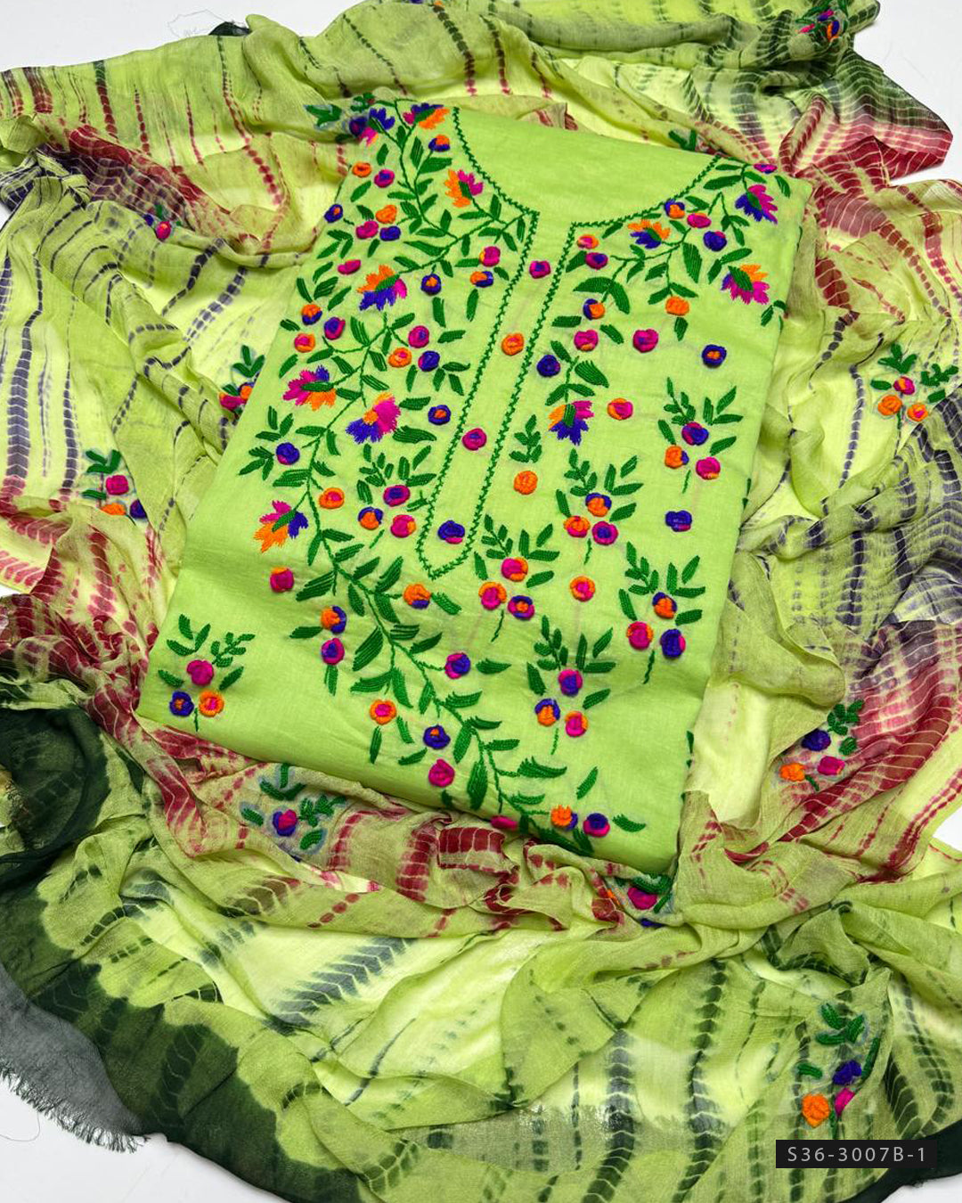 3 PC Unstitched Lawn Hand Embroidered Dress