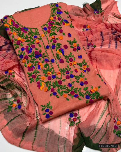 3 PC Unstitched Lawn Hand Embroidered Dress
