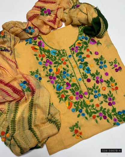 3 PC Unstitched Lawn Hand Embroidered Dress