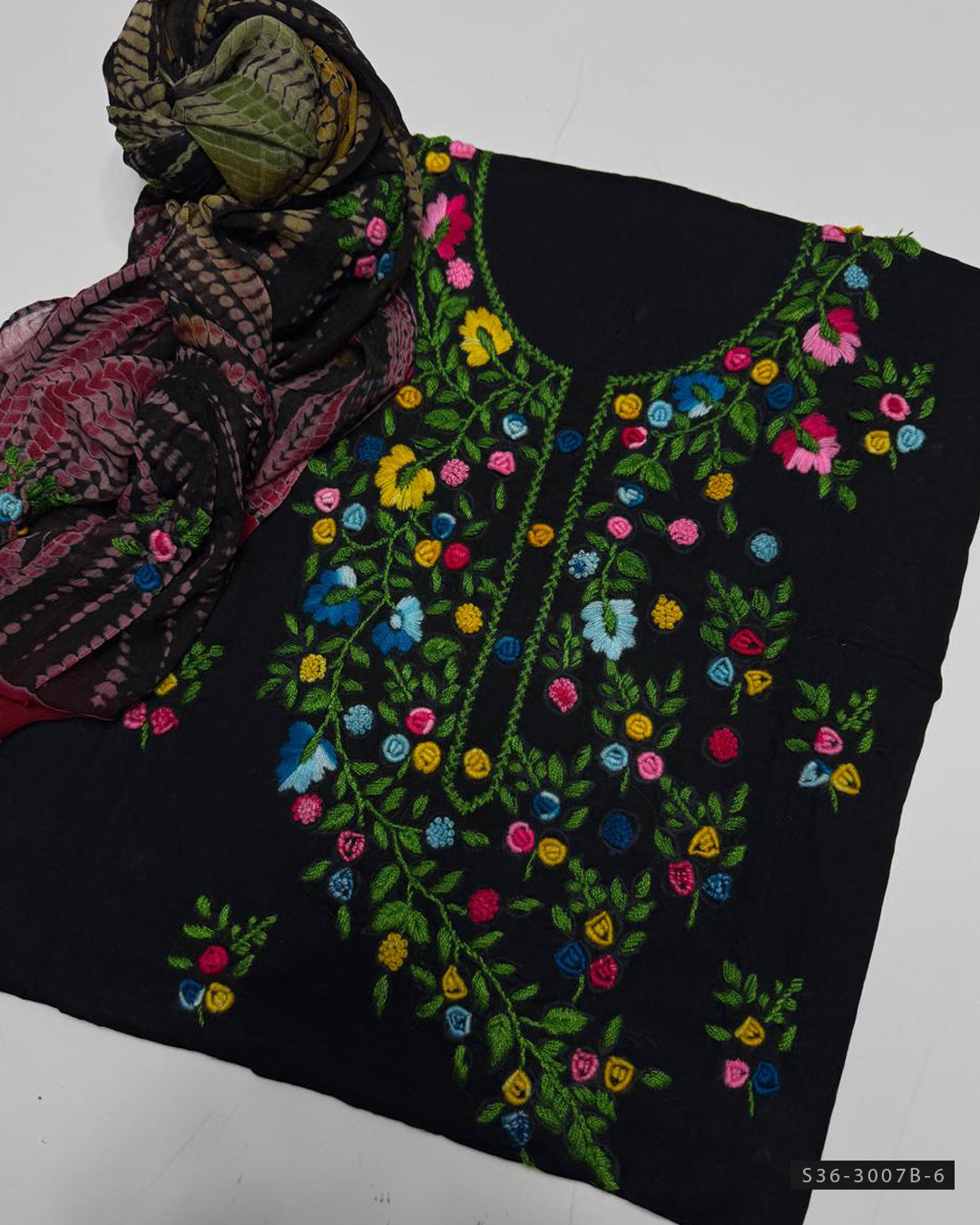 3 PC Unstitched Lawn Hand Embroidered Dress